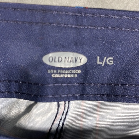 Old Navy mens navy/lt blue/red large checkered swim trunks board shorts - size L - Picture 4 of 10